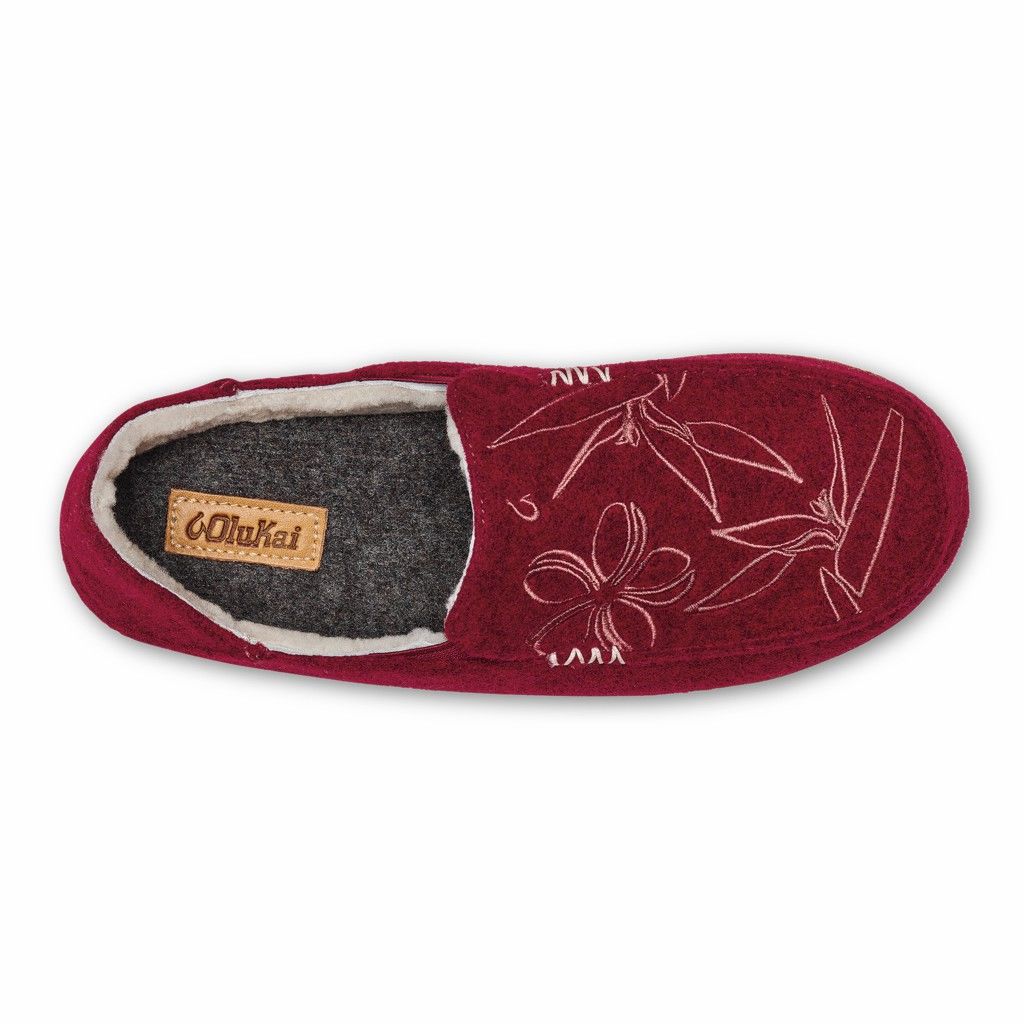 Zapatos Olukai Nohea Kilohana - Pantuflas Mujer Rojos 20835-029